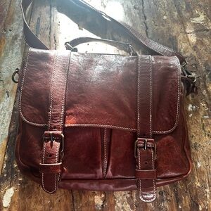 Roots Cognac  Leather Crossbody Bag